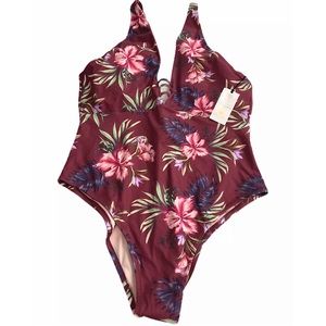 Shade & Shore Plunge One Piece Swimsuit XL